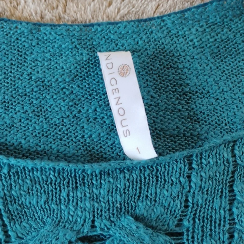 Indigenous Teal And Turquoise Organic Cotton Poncho New Without Tags